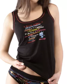 GINA dámské tílko, širší ramínka, šité, s potiskem Bad Girl 18033P - brokolice 38/40