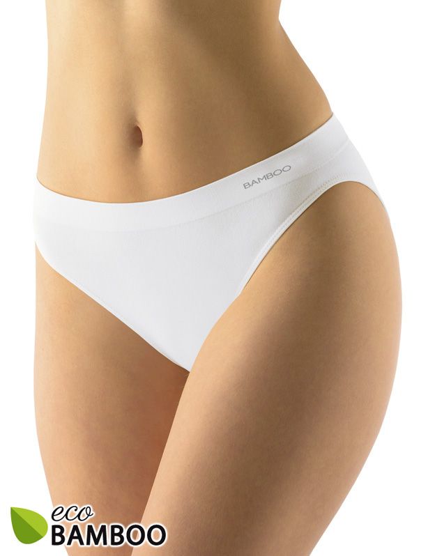GINA dámské kalhotky klasické s úzkým bokem, úzký bok, bezešvé, jednobarevné Eco Bamboo 00037P - bílá L/XL
