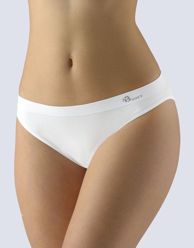 GINA dámské kalhotky klasické s úzkým bokem, úzký bok, bezešvé, jednobarevné Bamboo Soft 00046P - bílá M/L