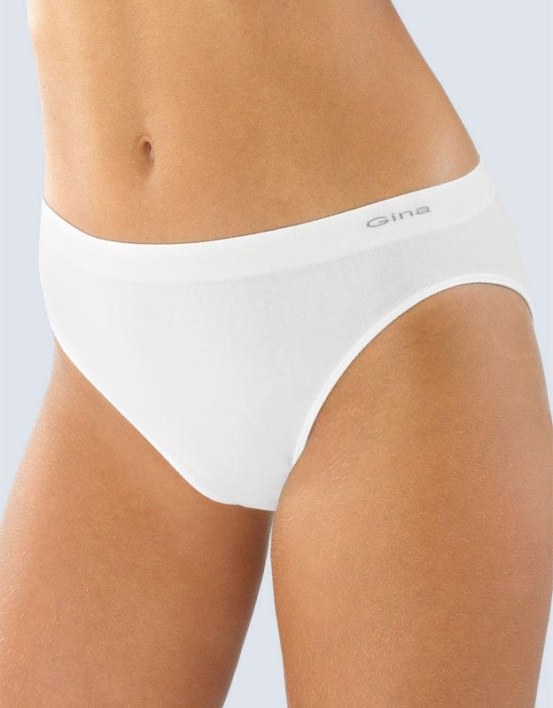GINA dámské kalhotky klasické s úzkým bokem, úzký bok, bezešvé, jednobarevné MicroBavlna 00005P - bílá M/L