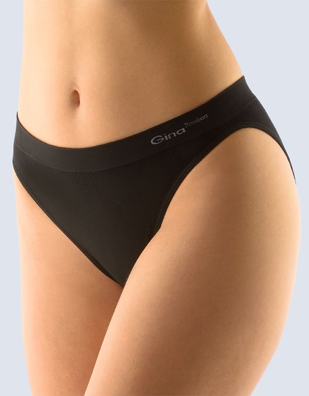 GINA dámské kalhotky klasické s úzkým bokem, úzký bok, bezešvé, jednobarevné Bamboo PureLine 00018P - černá L/XL