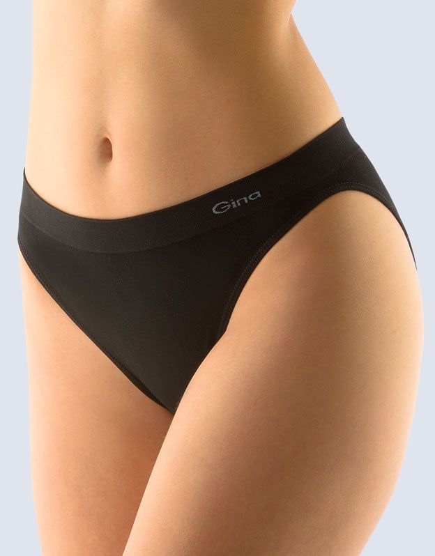 GINA dámské kalhotky klasické s úzkým bokem, úzký bok, bezešvé, jednobarevné MicroBavlna 00005P - černá S/M