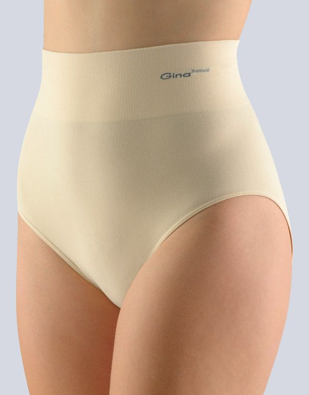 GINA dámské kalhotky klasické s vysokým pasem, širší bok, bezešvé, jednobarevné Bamboo PureLine 00036P - tělová L/XL
