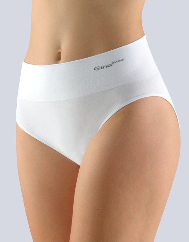 GINA dámské kalhotky klasické se širokým bokem, širší bok, bezešvé, jednobarevné Bamboo PureLine 00035P - bílá L/XL