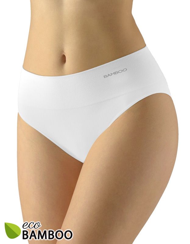 GINA dámské kalhotky klasické se širokým bokem, širší bok, bezešvé, jednobarevné Eco Bamboo 00039P - bílá L/XL