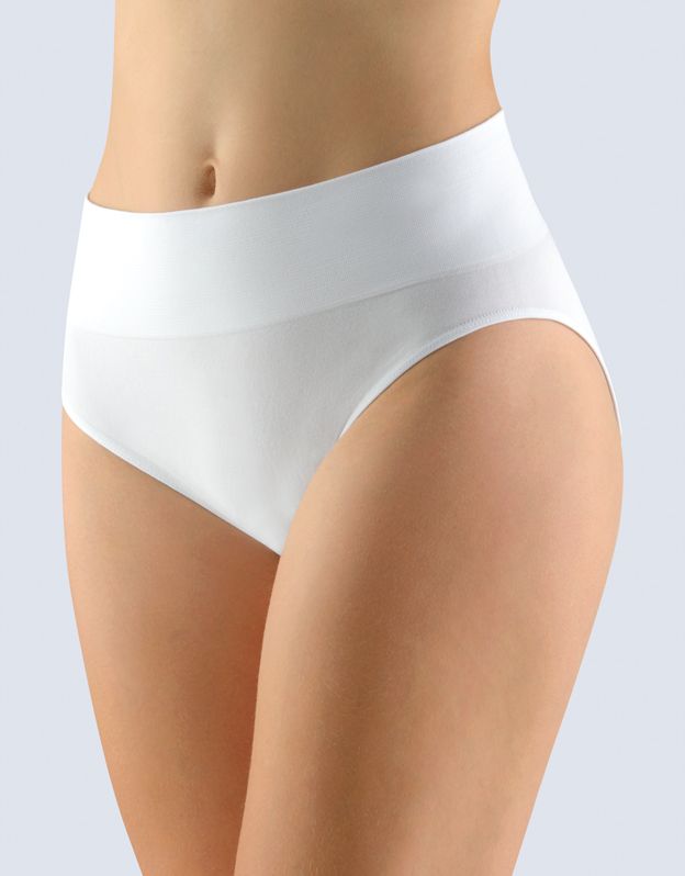 GINA dámské kalhotky klasické se širokým bokem, širší bok, bezešvé, jednobarevné Bamboo Cotton 00026P - bílá M/L
