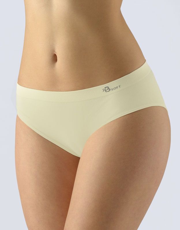 GINA dámské kalhotky klasické, širší bok, bezešvé, jednobarevné Bamboo Soft 00047P - vanilková M/L