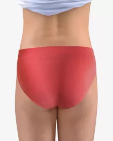 GINA dětské kalhotky klasické dívčí, úzký bok, bezešvé, jednobarevné Eco Bamboo 20025P - tomato bílá M EcoBamboo