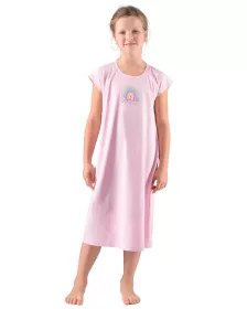 GINA dětské Košilka noční dívčí krátký rukáv, šité, s potiskem Pyžama 2022 29012P - tomato šalvěj 152/158