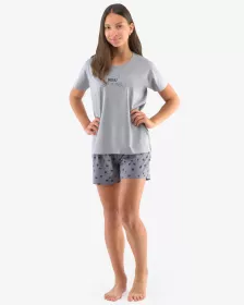 GINA dětské pyžamo krátké dívčí, šité, s potiskem 29006P - pleťová černá 140/146