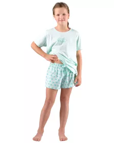 GINA dětské pyžamo krátké dívčí, šité, s potiskem 29008P - aqua akvamarín 140/146