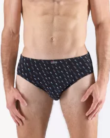 GINA pánské slipy nadměrné, šité, s potiskem 71129P