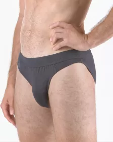 GINA pánské slipy s úzkým bokem, úzký bok, šité, jednobarevné Eco Bamboo 70070P - tm. šedá 50/52 EcoBamboo