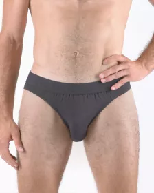 GINA pánské slipy s úzkým bokem, úzký bok, šité, jednobarevné Eco Bamboo 70070P - tm. šedá 50/52 EcoBamboo