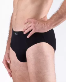 GINA pánské slipy se širším bokem, širší bok, šité, jednobarevné 71098P - dunaj 58/60 EcoBamboo