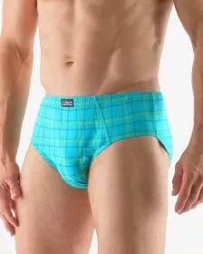 GINA pánské slipy se širším bokem, širší bok, šité, s potiskem 71104P - tyrkysová žlutozelená 58/60 GINA pánské slipy se širším bokem, širší bok, šité, s potiskem 71104P - tyrkysová žlutozelená 58/60