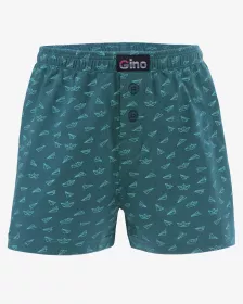 GINA dětské trenky volné chlapecké, šité, s potiskem  65016P | Černá/Petrolejová 152/158, Černá/Petrolejová 164/170, Kouřová/Bílá 152/158, Kouřová/Bílá 164/170, Petrolejová/Pampelišková 152/158, Petrolejová/Pampelišková 164/170