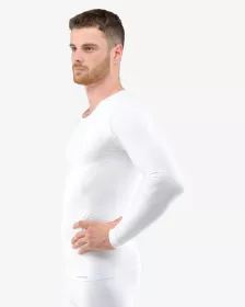 GINA pánské tričko s dlouhým rukávem, dlouhý rukáv, bezešvé Eco Bamboo 58007P - bílá S/M EcoBamboo
