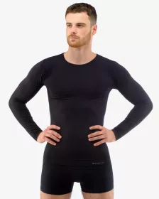 GINA pánské tričko s dlouhým rukávem, dlouhý rukáv, bezešvé Eco Bamboo 58007P - bílá S/M EcoBamboo