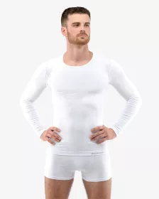 GINA pánské tričko s dlouhým rukávem, dlouhý rukáv, bezešvé Eco Bamboo 58007P - bílá S/M EcoBamboo