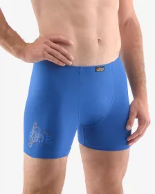GINA pánské boxerky s delší nohavičkou, delší nohavička, šité, s potiskem 74145P