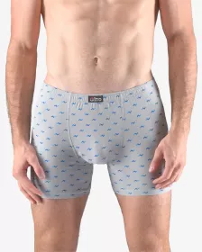 GINA pánské boxerky s delší nohavičkou, delší nohavička, šité, s potiskem 74146P