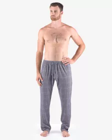GINA pánské kalhoty dlouhé pyžamové pánské, šité, klasické, s potiskem Pyžama 2024 79185P