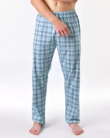 GINA pánské kalhoty dlouhé pyžamové pánské, šité, klasické, s potiskem Pyžama 2025 79197P | Pomnenková/Bílá 3XL, Pomnenková/Bílá L, Pomnenková/Bílá M, Pomnenková/Bílá XL, Pomnenková/Bílá XXL