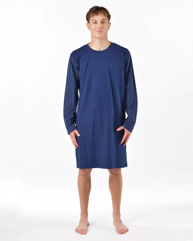 GINA pánské košile noční pánská dlouhý rukáv, šité, s potiskem Pyžama 2025 79203P