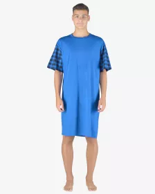 GINA pánské košile noční pánská krátký rukáv, šité, s potiskem Pyžama 2023 79162P - dunaj lékořice L