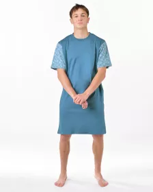 GINA pánské košile noční pánská krátký rukáv, šité, s potiskem Pyžama 2025 79202P | Měsíc/Dunaj L, Měsíc/Dunaj M, Měsíc/Dunaj XL, Měsíc/Dunaj XXL