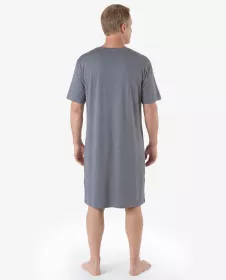 GINA pánské košile noční pánská krátký rukáv, šité, jednobarevné Pyžama Bamboo 79206P - Tm. šedá XL GINA pánské košile noční pánská krátký rukáv, šité, jednobarevné Pyžama Bamboo 79206P - Tm. šedá XL