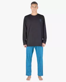 GINA pánské pyžamo dlouhé pánské, šité, s potiskem Pyžama 2023 79145P GINA pánské pyžamo dlouhé pánské, šité, s potiskem Pyžama 2023 79145P