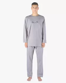 GINA pánské pyžamo dlouhé pánské, šité, s potiskem Pyžama 2023 79151P