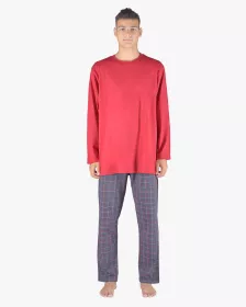 GINA pánské pyžamo dlouhé pánské, šité, s potiskem Pyžama 2023 79155P