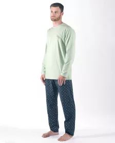 GINA pánské pyžamo dlouhé pánské, šité, s potiskem Pyžama 2024 79171P
