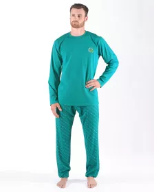 GINA pánské pyžamo dlouhé pánské, šité, s potiskem Pyžama 2024 79171P