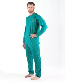 GINA pánské pyžamo dlouhé pánské, šité, s potiskem Pyžama 2024 79171P