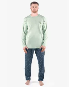 GINA pánské pyžamo dlouhé pánské, šité, s potiskem Pyžama 2024 79171P
