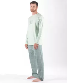 GINA pánské pyžamo dlouhé pánské, šité, s potiskem Pyžama 2024 79177P