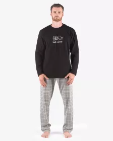 GINA pánské pyžamo dlouhé pánské, šité, s potiskem Pyžama 2024 79177P