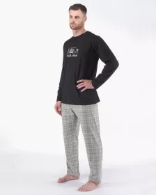 GINA pánské pyžamo dlouhé pánské, šité, s potiskem Pyžama 2024 79177P