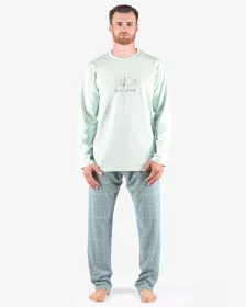 GINA pánské pyžamo dlouhé pánské, šité, s potiskem Pyžama 2024 79177P