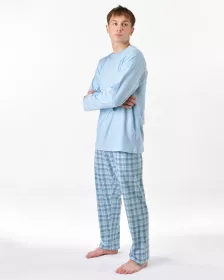 GINA pánské pyžamo dlouhé pánské, šité, s potiskem Pyžama 2025 79189P