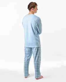 GINA pánské pyžamo dlouhé pánské, šité, s potiskem Pyžama 2025 79189P