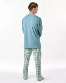 GINA pánské pyžamo dlouhé pánské, šité, s potiskem Pyžama 2025 79189P