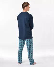 GINA pánské pyžamo dlouhé pánské, šité, s potiskem Pyžama 2025 79205P GINA pánské pyžamo dlouhé pánské, šité, s potiskem Pyžama 2025 79205P
