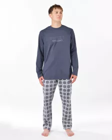 GINA pánské pyžamo dlouhé pánské, šité, s potiskem Pyžama 2025 79205P GINA pánské pyžamo dlouhé pánské, šité, s potiskem Pyžama 2025 79205P
