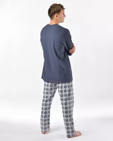 GINA pánské pyžamo dlouhé pánské, šité, s potiskem Pyžama 2025 79205P GINA pánské pyžamo dlouhé pánské, šité, s potiskem Pyžama 2025 79205P