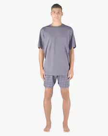 GINA pánské pyžamo krátké pánské, šité, s potiskem Pyžama 2023 79158P